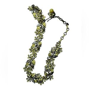 Vintage Signed KARU ARKE INC. Choker Yellow Floral Necklace Rhinestone & Diamond